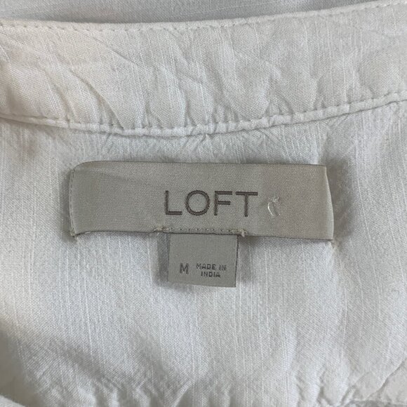 Ann Taylor LOFT Dolman Henley Everyday Shirt Sz M White #338C - Picture 9 of 10